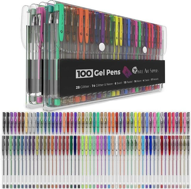 Super Six Gelstifte Set mit 100 Farben für Erwachsene, Multicolour Malset mit Neon, Pastell, Schimmernd und Metallisch für Scrapbooking und Zeichnen - Bild 1