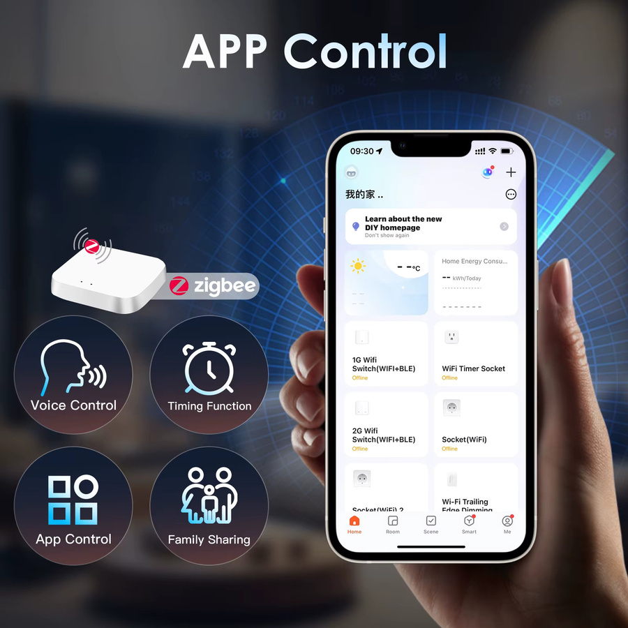 BSEED Zigbee Rollladen-Drucktastenschalter für Tuya Smart Life App, Intelligenter Wandjalousien-Schalter in Weiß mit mattem PC-Rahmen - Bild 3