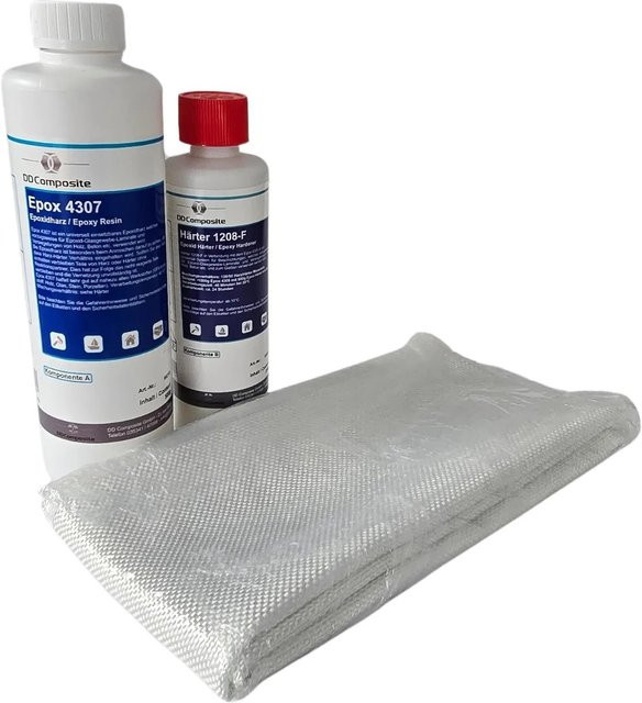 DD Composite Epoxidharz Set mit 750g GFK Harz und 1m² Glasfilamentgewebe 390g/m² in Weiß - Bild 1