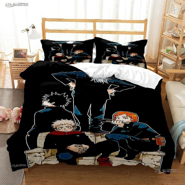 JMG Household Supplies Bettwäscheset Jujutsu Kaisen Cartoon Anime in Schwarz, bestehend aus Bettbezug und Kissenbezug, B/H: 135 x 200 cm - Bild 1