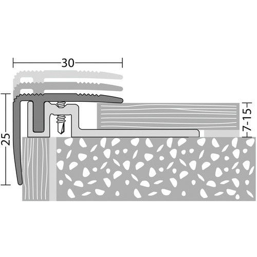 CARL PRINZ Treppenkantenprofil PS 400 aus Aluminium in Silber, B: 30 mm, H: 25 mm, versenkt gelocht - Bild 1