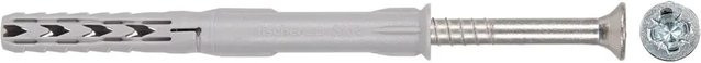 Fischer Langschaftdübel SXR Universal Dübel aus Nylon und Stahl, Farbe: Silber/Grau, Durchmesser: 8 mm, Länge: 100 mm - Bild 1