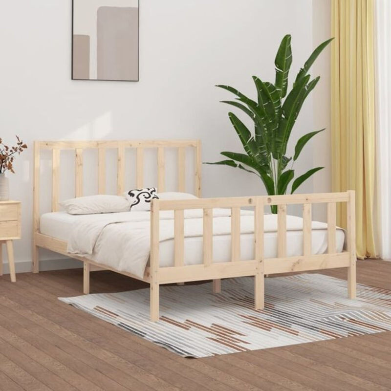 Massivholzbett Vidaxl aus Kiefer in Braun, Design: Skandinavisch, B/T/H: 120 x 190 x 69,5 cm - Bild 1