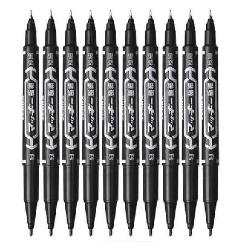 9er Set Twin Tip Permanent Art Marker mit Doppelspitze, wasserfeste Tinte für Zeichnungen auf Glas, Farben: Schwarz, Blau, Rot, Spitzen: 0,5 mm und 1 mm - Bild 5
