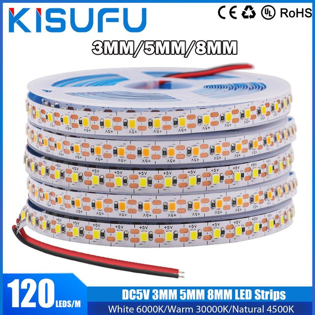 KISUFU LED Streifen Warmweiß SMD 2835 für TV Hintergrundbeleuchtung 5V USB - Bild 1