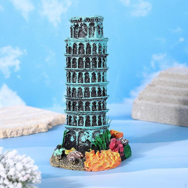 Aquarium Ornament Schiefer Turm aus Harz als Zierde und Tischdeko Layout - Bild 1