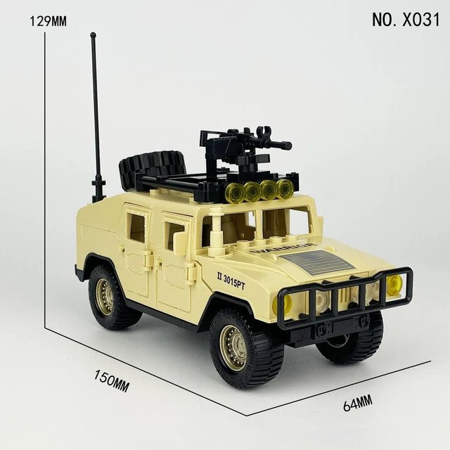 Leil WW Polizeiauto gepanzertes Auto mit Minifigur, Bausteine, beige - Bild 1
