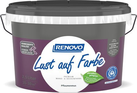 RENOVO Dispersionsfarbe Pflaume Lila Matt, 2,5 l - Bild 1