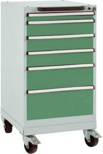 Manuflex BASETEC Schubfachschrank SP1108.6011 mobil mit 6 Schubfächern, resedagrün RAL 6011, Nutzhöhe: 70 cm - Bild 1