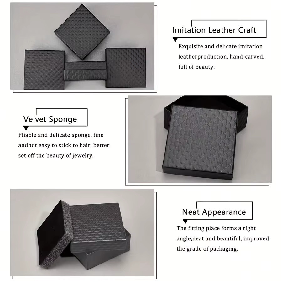 DUTRIEUX Schmuckschatulle-Set mit kariertem Design für Halsketten, Ringe und Ohrringe in Schwarz, Weiß und Marineblau - Bild 5