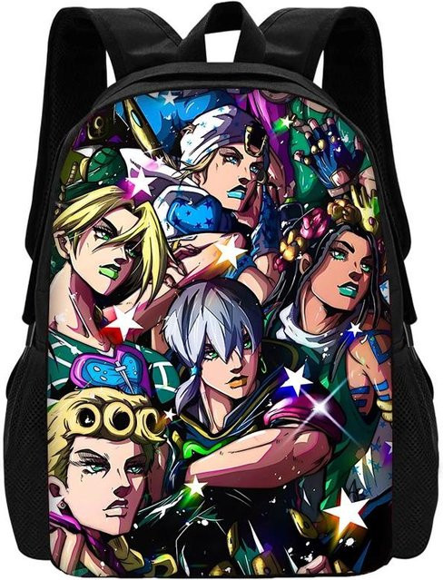 Schulrucksack Set von Fancy Style Studio im JoJo's Bizarre Adventure Design mit Umhängetasche und Federmäppchen, mehrfarbig - Bild 1