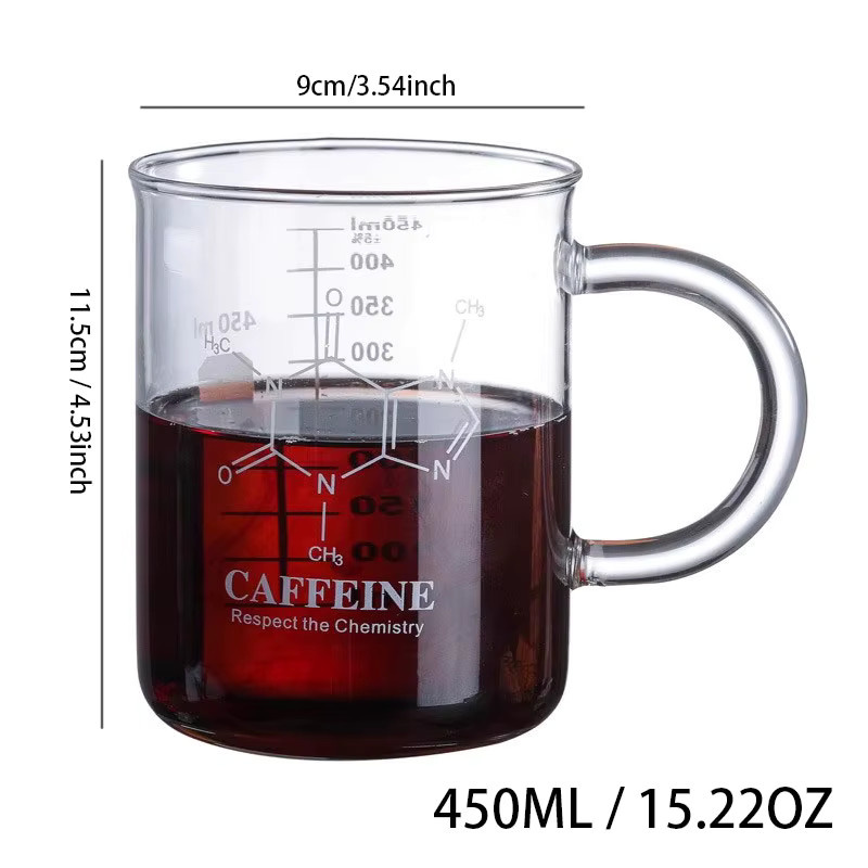 YWDL Messbecher aus Borosilikatglas mit Griff und Skala, transparent, 450 ml - Bild 6