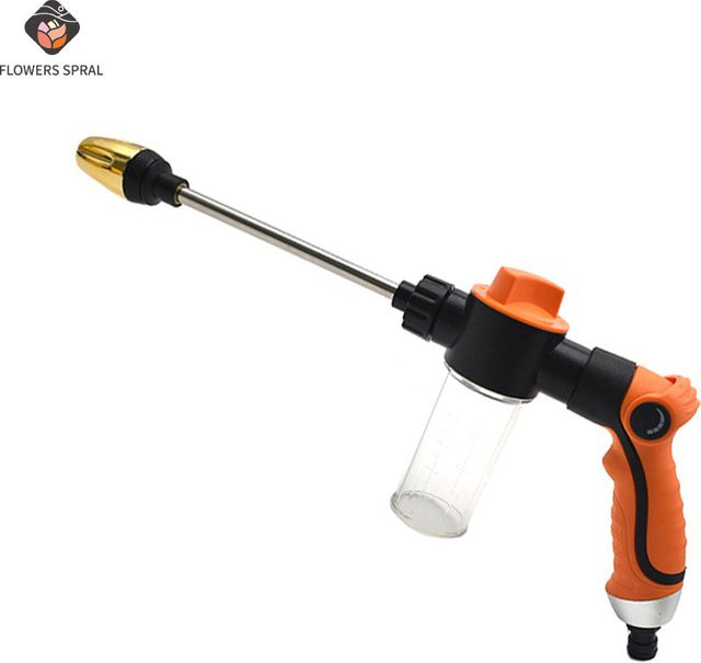 FLOWERS SPRAL Hochdruck-Schaumreinigungspistole mit 100 ml Schaumtank in Orange und Multicolour für die Autoreinigung und Gartenbewässerung - Bild 1