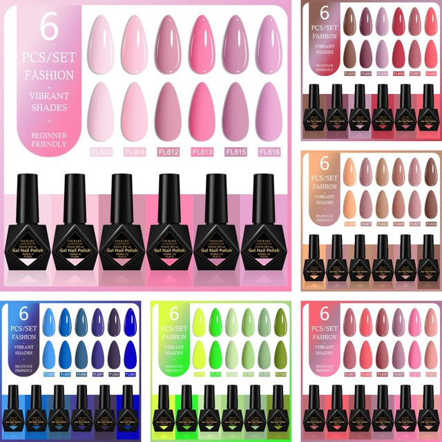 Four Lily Nagellack-Set, 6-teilig, Pink Nude Grün Blau, HEMA/TPO frei - Bild 1