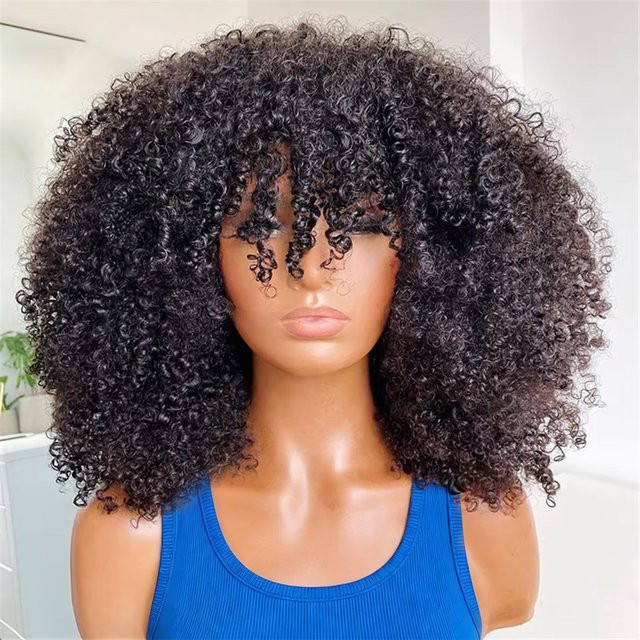 HJ WEAVE BEAUTY Pixie-Cut-Perücke aus Echthaar, Afro-Kinky-Curly-Bob, Damen - Bild 1