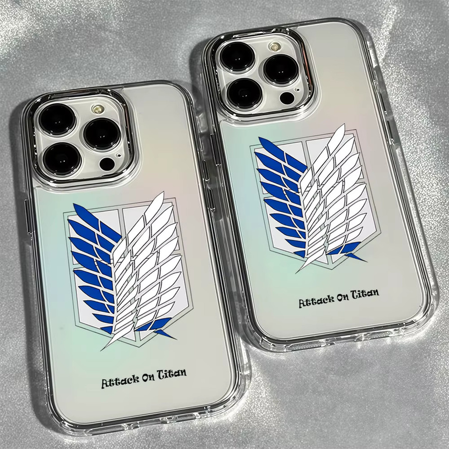 Aurbe Handyhülle mit Attack On Titan Anime Logo für iPhone 17 16 15 14 13 12 Pro Max 16E, Transparent mit silbernem Linsenrahmen - Bild 2