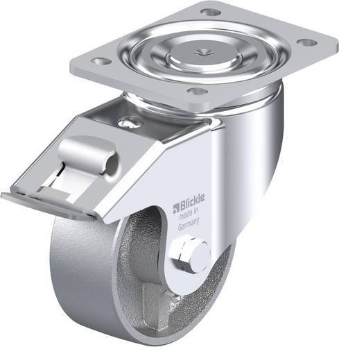 Blickle Lenkrolle LH-G 127G-FI mit Feststeller, Farbe Silber, Rad-Durchmesser: 125 mm, Tragfähigkeit: 750 kg - Bild 1