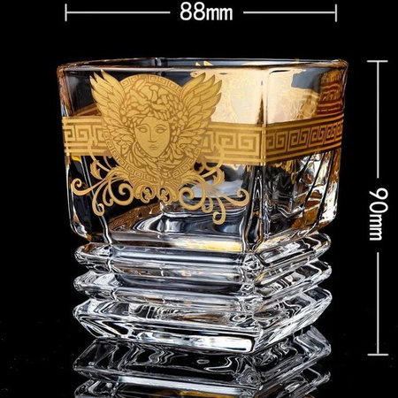 Yiran Furniture Whiskyglas aus Kristallglas in Transparent mit goldenem Kopf