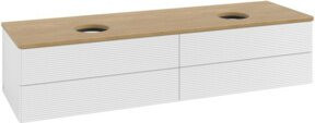 V&B Waschtischunterschrank Antao mit Frontstruktur und Beleuchtung, Farbe Eiche Honig und Weiß, B: 160 cm, T: 50 cm - Bild 1
