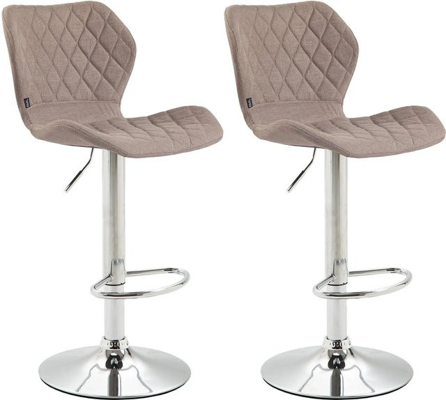 DELUKE 2er Set Barhocker DIBEL in Taupe mit silbernem Gestell, höhenverstellbare Barstühle mit Lehne und 360 Grad Drehbarkeit, B/T/H: 47 x 51 x 88 cm - Bild 1
