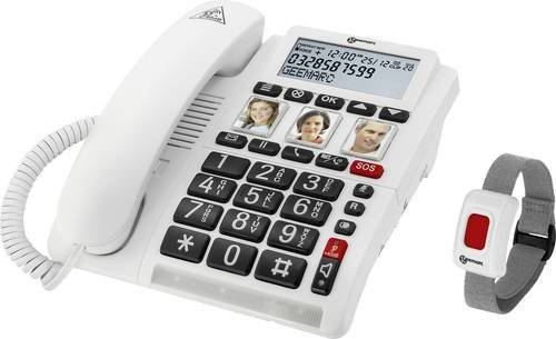 Geemarc CL610 Seniorentelefon in Weiß mit Foto-Tasten, Freisprecheinrichtung, Hörgerätekompatibilität und Notrufsender sowie optischer Signalisierung - Bild 1