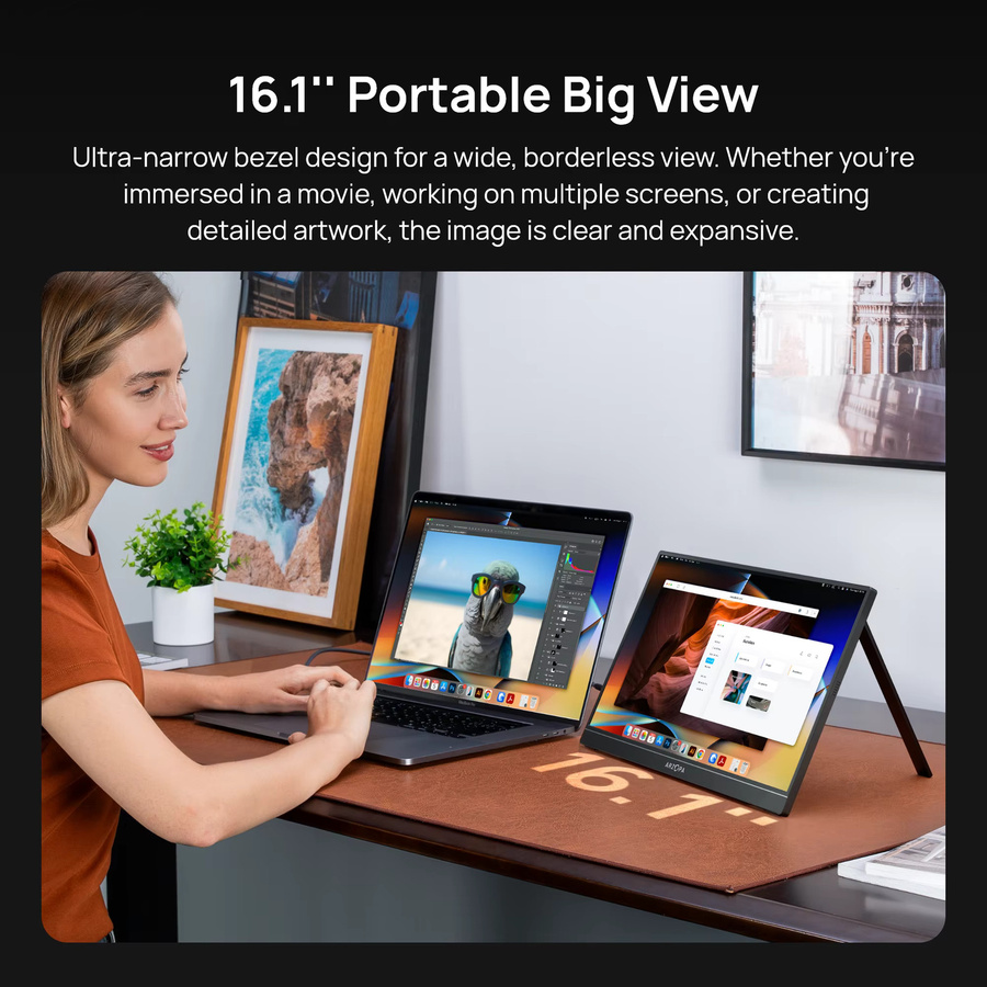 ARZOPA Tragbarer Monitor Z1C, 16,1 Zoll IPS-Bildschirm, Full HD 1080P, 100% sRGB, Schwarz - Bild 3