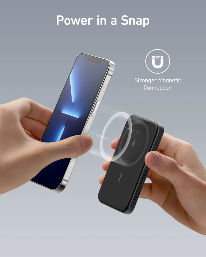 Anker MagGo 621 Magnetische Powerbank 5000 mAh Kabelloses Ladegerät Schwarz mit USB-C - Bild 2