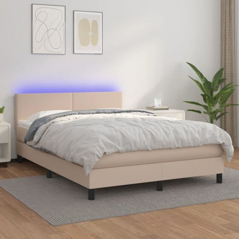 Vidaxl Boxspringbett mit Matratze aus Leder und Kunstleder in Braun, B/T/H: 140 x 200 cm - Bild 1