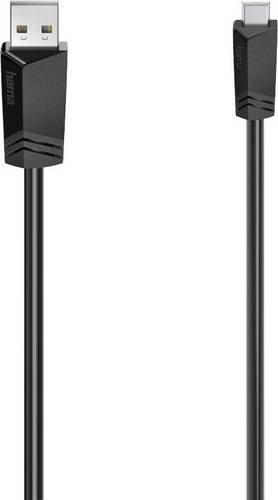 Hama USB 2.0 Kabel mit USB-A und USB-Mini-B Stecker in Schwarz und Silber, Länge: 0,75 m - Bild 1