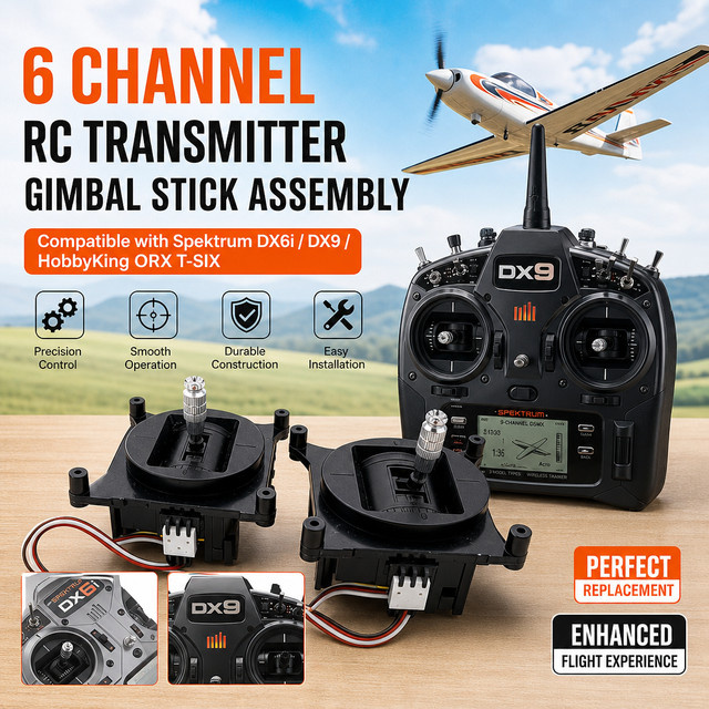 HobbyKing 6-Kanal RC-Sender Fernbedienung in Schwarz, kompatibel mit Spektrum DX6i, für Flugzeuge und Drohnen - Bild 1