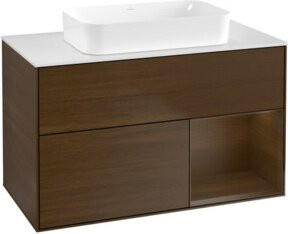 V&B Waschtischunterschrank Finion in Walnuss-Furnier, Breite: 100 cm, Tiefe: 60,3 cm - Bild 1