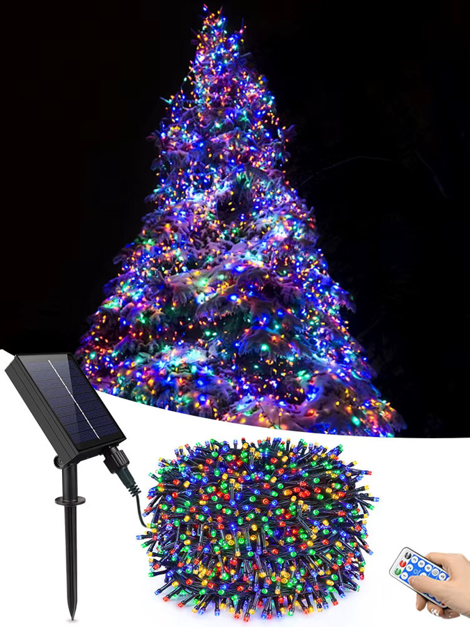 Gyarfas Solar LED Lichterkette RGB Multicolour mit Fernbedienung und Solarpanel für Garten und Außenbereich - Bild 5