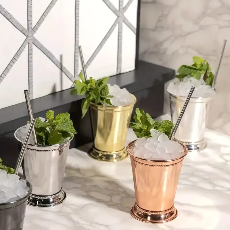 Mint Julep Becher aus 304 Edelstahl in Silber, 380 ml Tumbler für Cocktails und Whiskey - Bild 2