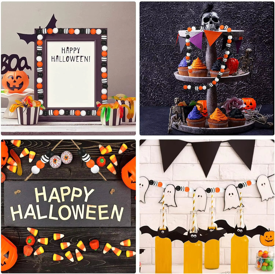 Aogue Holzperlen, Halloween, Bunt - Bild 4