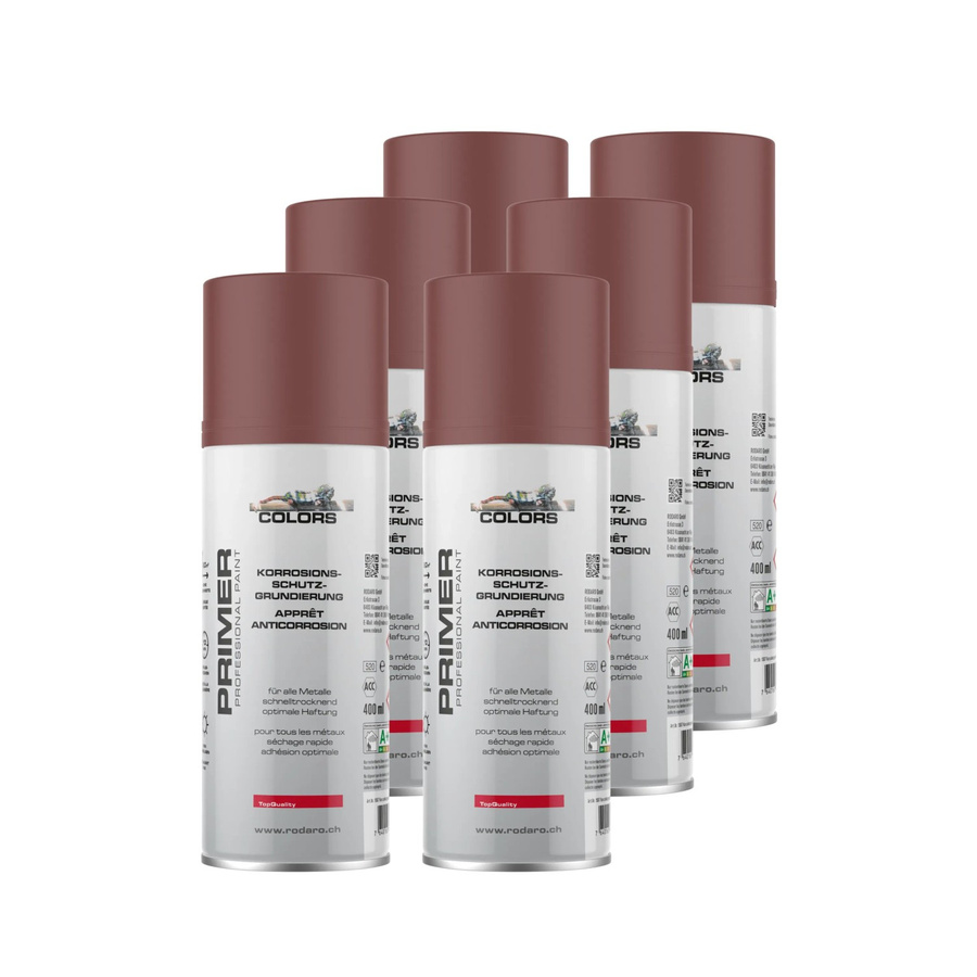 COLORS Korrosionsschutzgrundierung Sprühlack für Metall, Rotbraun, 6er Set, 6 x 400 ml - Bild 2