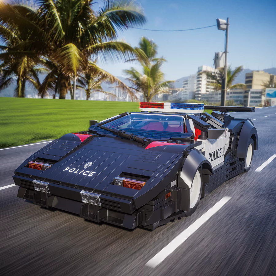AMAZINGBLOKS Polizei-Rennwagen Baukasten in Schwarz mit 1383 Teilen - Bild 5