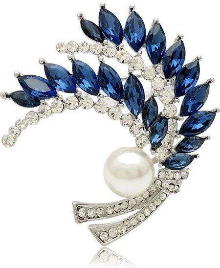 YIRAN Jewelry Brosche, Weizenähren, Strass, blau, Damen - Bild 1