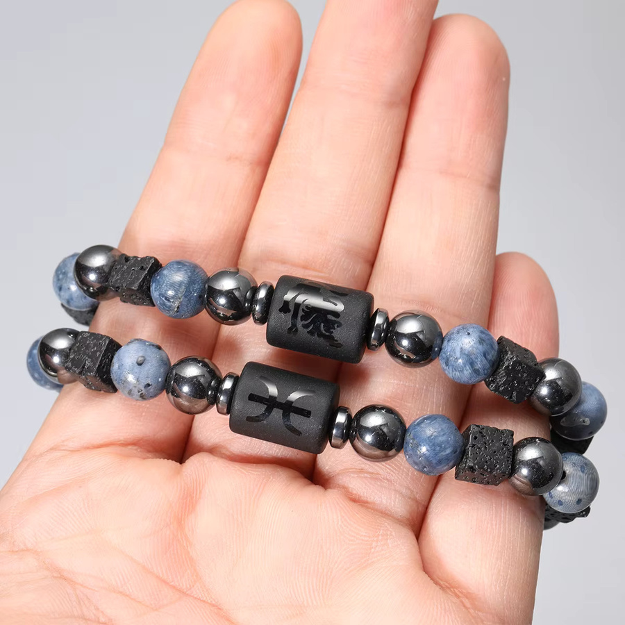 SANSWL Armband, blaue Korallen-Lavasteine, Steinperlen, Herren - Bild 4