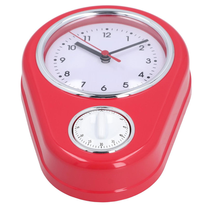 TOMTOP JMS Küchentimer-Wanduhr in Rot, Multifunktionale Analoge Quarzuhr mit geräuschlosem Betrieb, Breite: 22,5 cm, Höhe: 22,5 cm, Tiefe: 5 cm - Bild 4