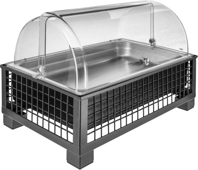 VEGA Buffetvitrine Portland hoch aus Edelstahl in Anthrazit und Transparent, B/T/H: 55,4 x 35,2 x 33,7 cm - Bild 1