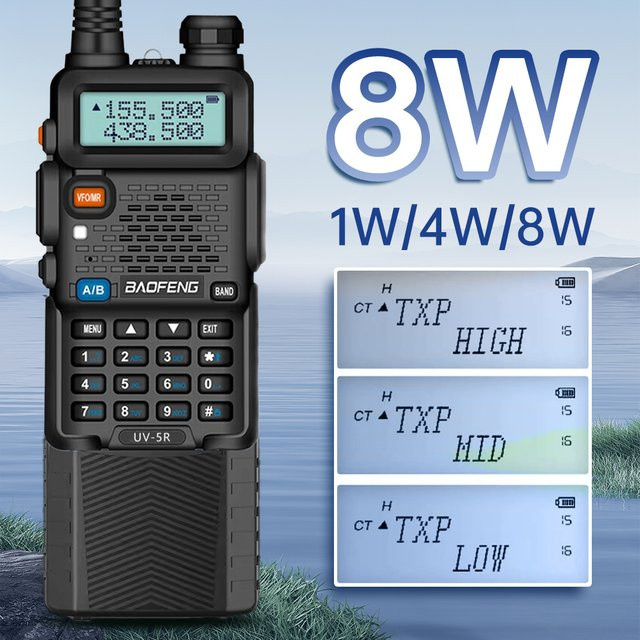 Baofeng UV-5R Handheld Walkie Talkie Dual-Band VHF UHF mit 128 Kanälen und FM Radio in Schwarz - Bild 1