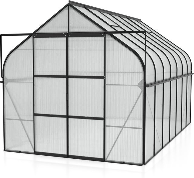 Vitavia Gewächshaus Diana 11500 Schwarz mit Polycarbonat-Dach und Aluminiumrahmen für die Pflanzenzucht - Bild 1
