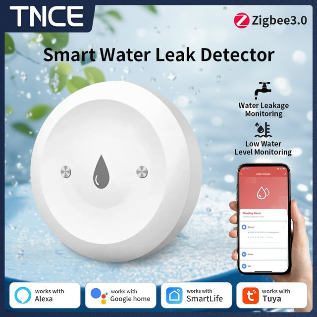 TNCE Tuya Zigbee 3.0 Smart Wasserlecksensor in Weiß zur Fernüberwachung via Smart Life App mit Überschwemmungsalarm und Kompatibilität für Alexa und Google Home - Bild 1