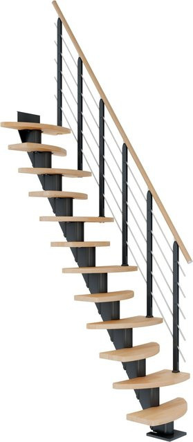 Dolle Mittelholmtreppe Berlin Spiraltreppe aus Buche in Anthrazit bis 315 cm Höhe, Breite: 64 cm - Bild 1