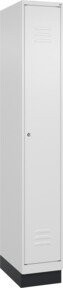 C+P Spind Classic PLUS Garderobenschrank mit Sockel, 1 Abteil, Grau/Weiß, H x B x T: 195 x 30 x 50 cm, mit Zylinderschloss und 3 Garderobenhaken - Bild 1