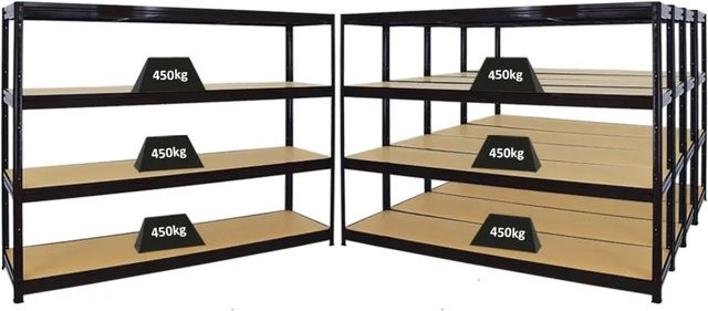 PROREGAL 5er-Sparset Profi-Schwerlastregal Dino Schwarz, B/T/H: 180 x 60 x 240 cm, Fachlast 450 kg - Bild 1