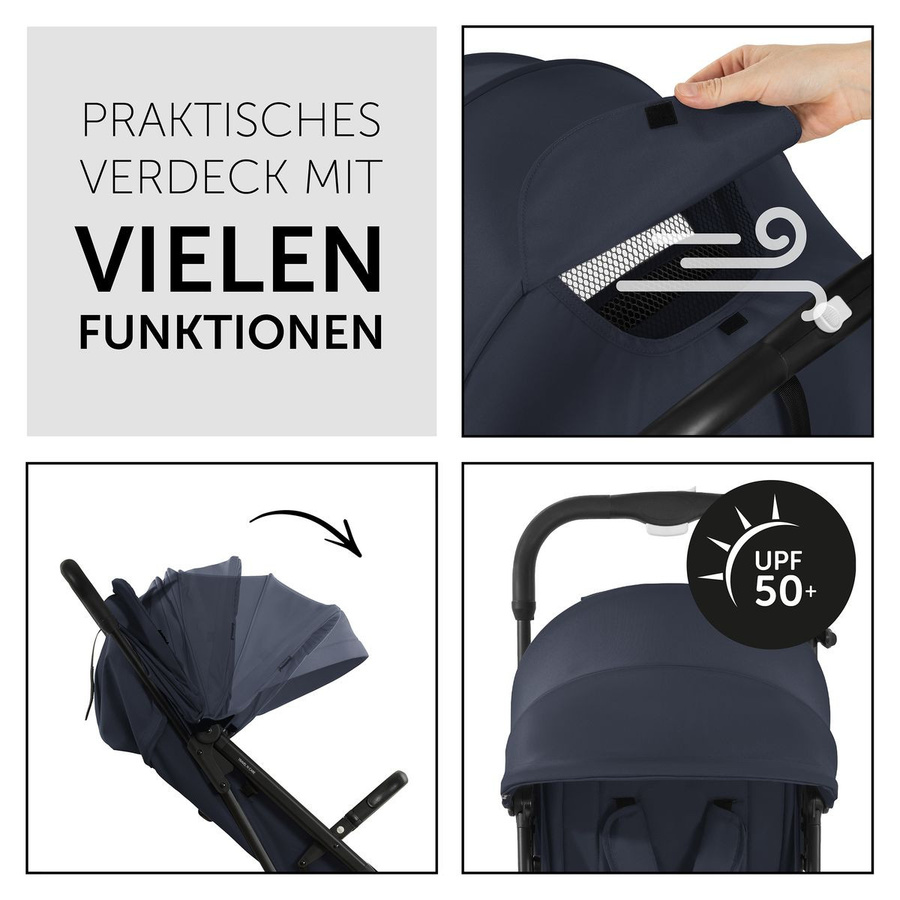 Hauck Reisebuggy und Sportwagen Travel N Care mit Buggy-Lenkrad in Navy Blue, faltbar mit Schwenkrädern und Federung - Bild 6