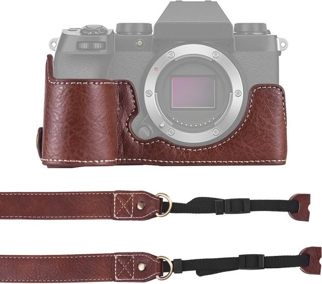 Halbtasche aus PU-Leder für Fujifilm XS10 in Kaffeebraun - Bild 1