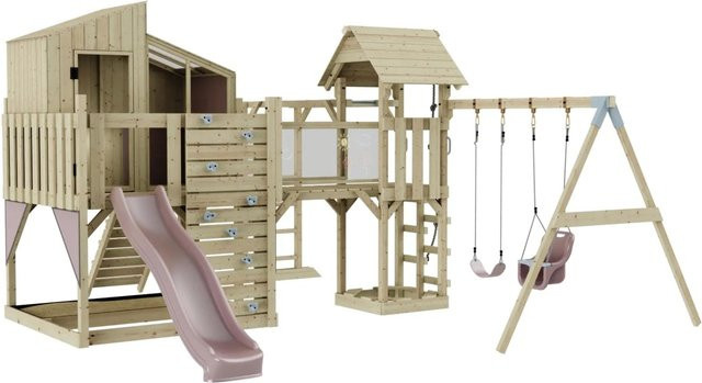 OutdoorToys Spielturm Emma mit Babyschaukel in Altrosa - Bild 1