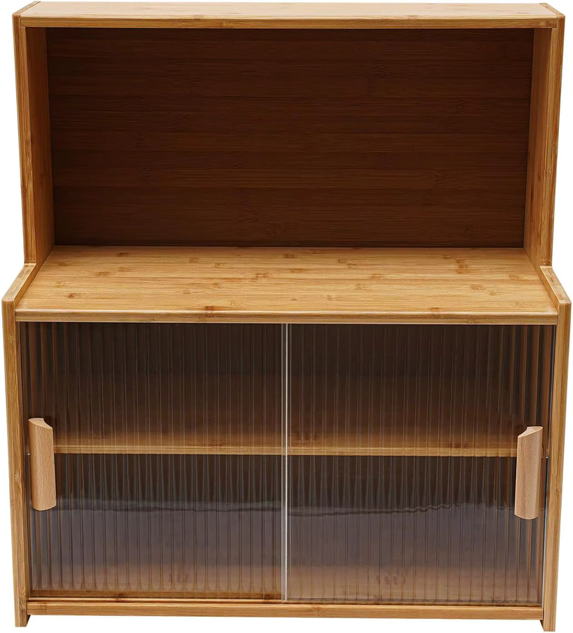 Bymaocar Bambus-Sideboard für die Küche in Braun mit Schiebetüren und verstellbaren Regalen - Bild 5